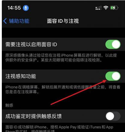 江门苹果14维修网点分享iPhone14注视感知功能有什么用 