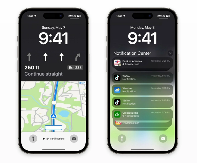 江门苹果维修服务分享iOS17锁屏地图导航半屏显示长什么样 